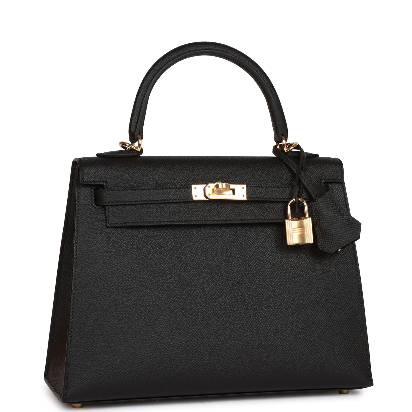 Hermes Kelly Sellier Epsom Hardware Handbag Black Gold Travel Bag 18