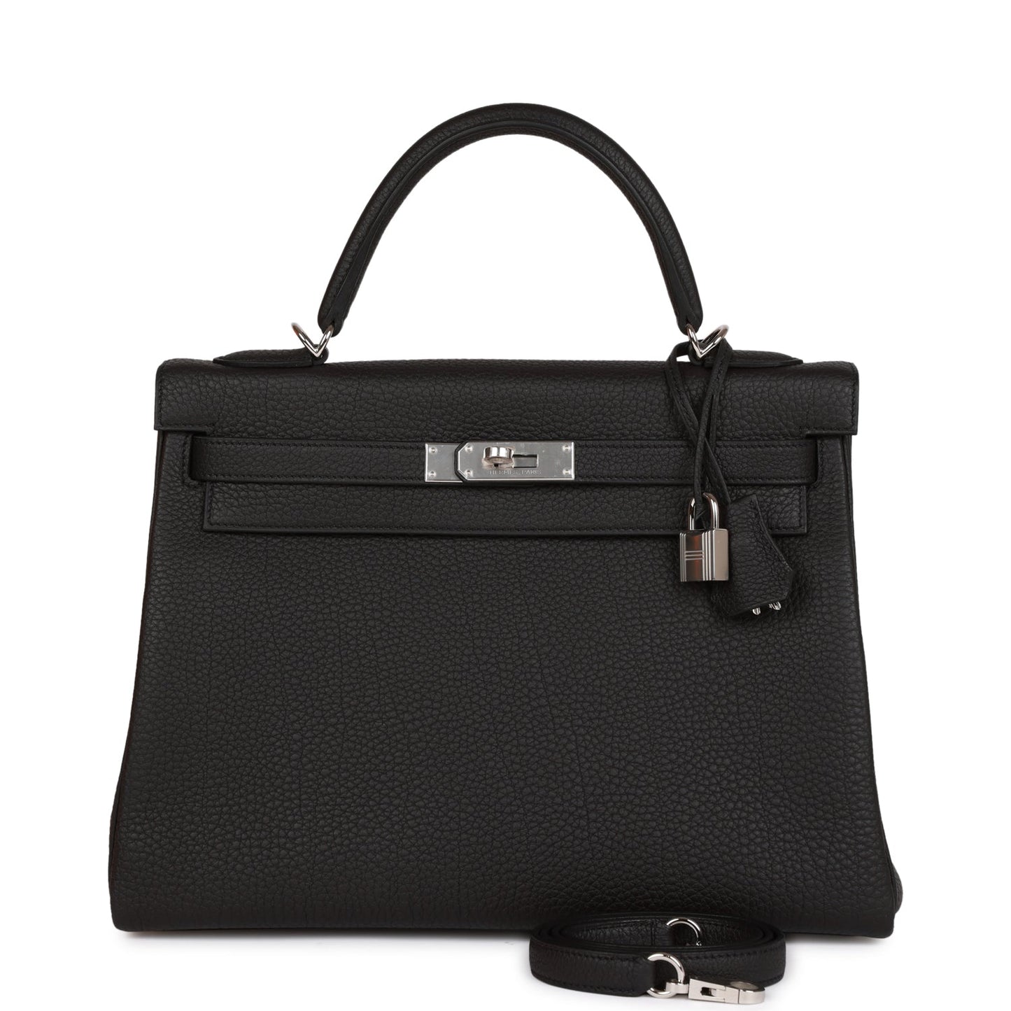 Hermes Kelly Retourne Togo Palladium Hardware Handbag Black Travel Bag