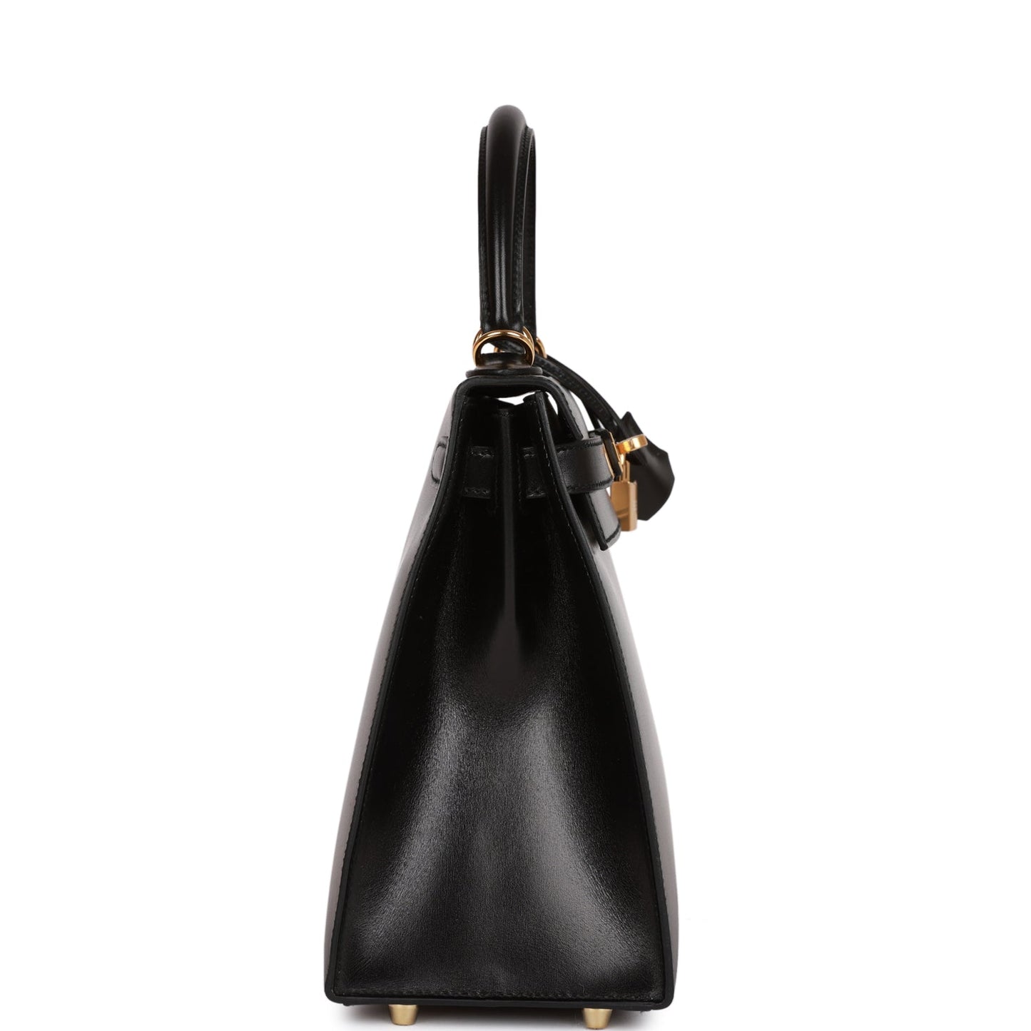 Hermes Kelly Sellier Box Hardware Handbag Black Gold Travel Bag 4
