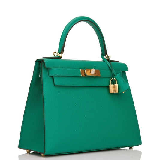 Hermes Kelly Sellier Vert Jade Epsom Hardware Handbag Gold Travel Bag Gold Hardware