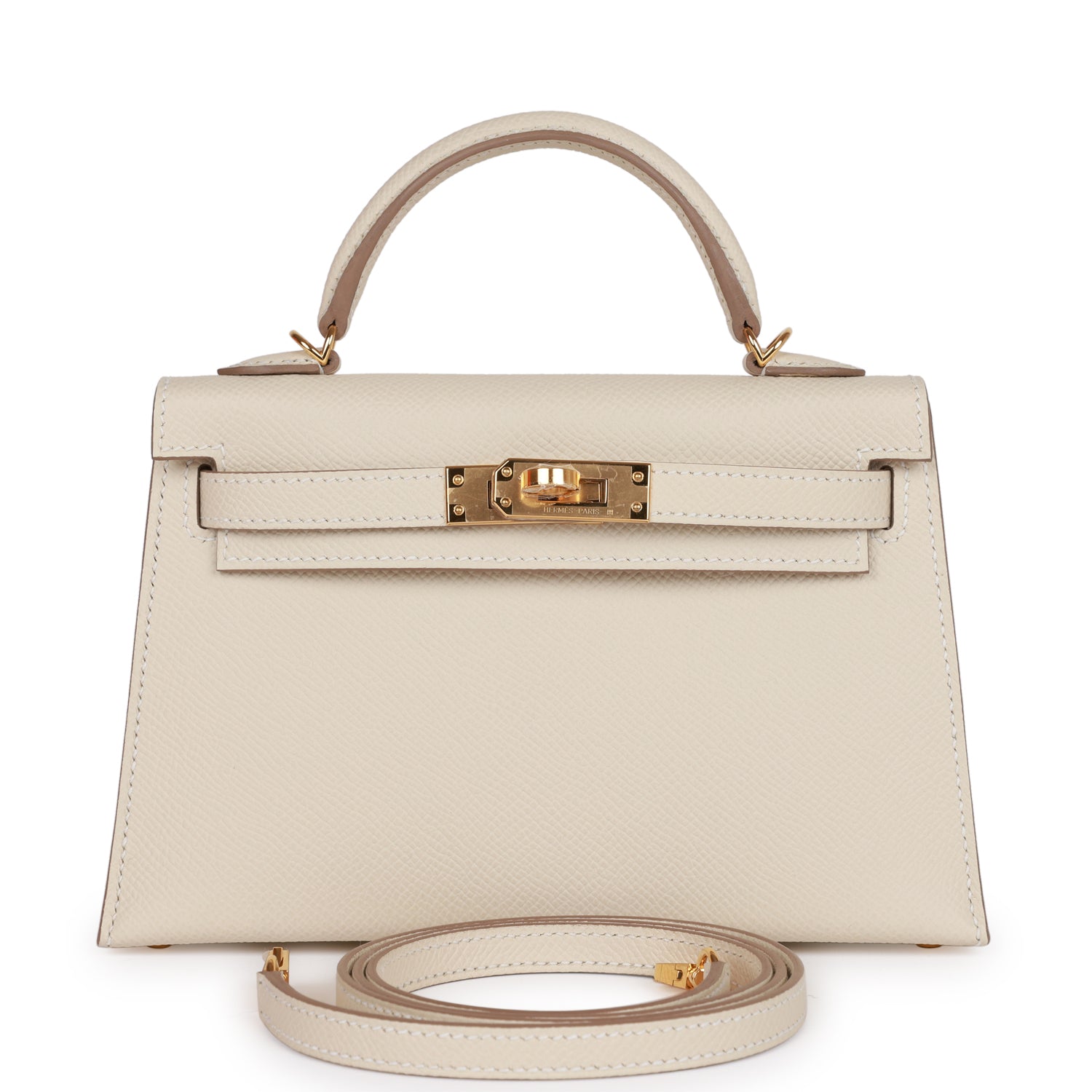 Hermes Kelly Sellier Craie Epsom Hardware Handbag Gold Travel Bag Epsom Gold Hardware