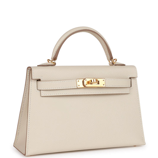 Hermes Kelly Sellier Craie Epsom Hardware Handbag Gold Travel Bag Epsom Gold Hardware
