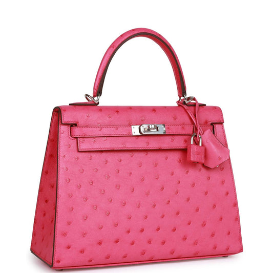 Hermes Kelly Sellier Rose Tyrien Verso Ostrich Palladium Travel Bag Payment 1