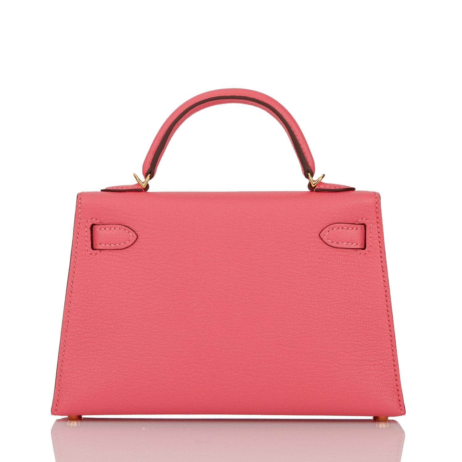 Hermes Kelly Sellier Rose Lipstick Chevre Hardware Handbag Gold Travel Bag