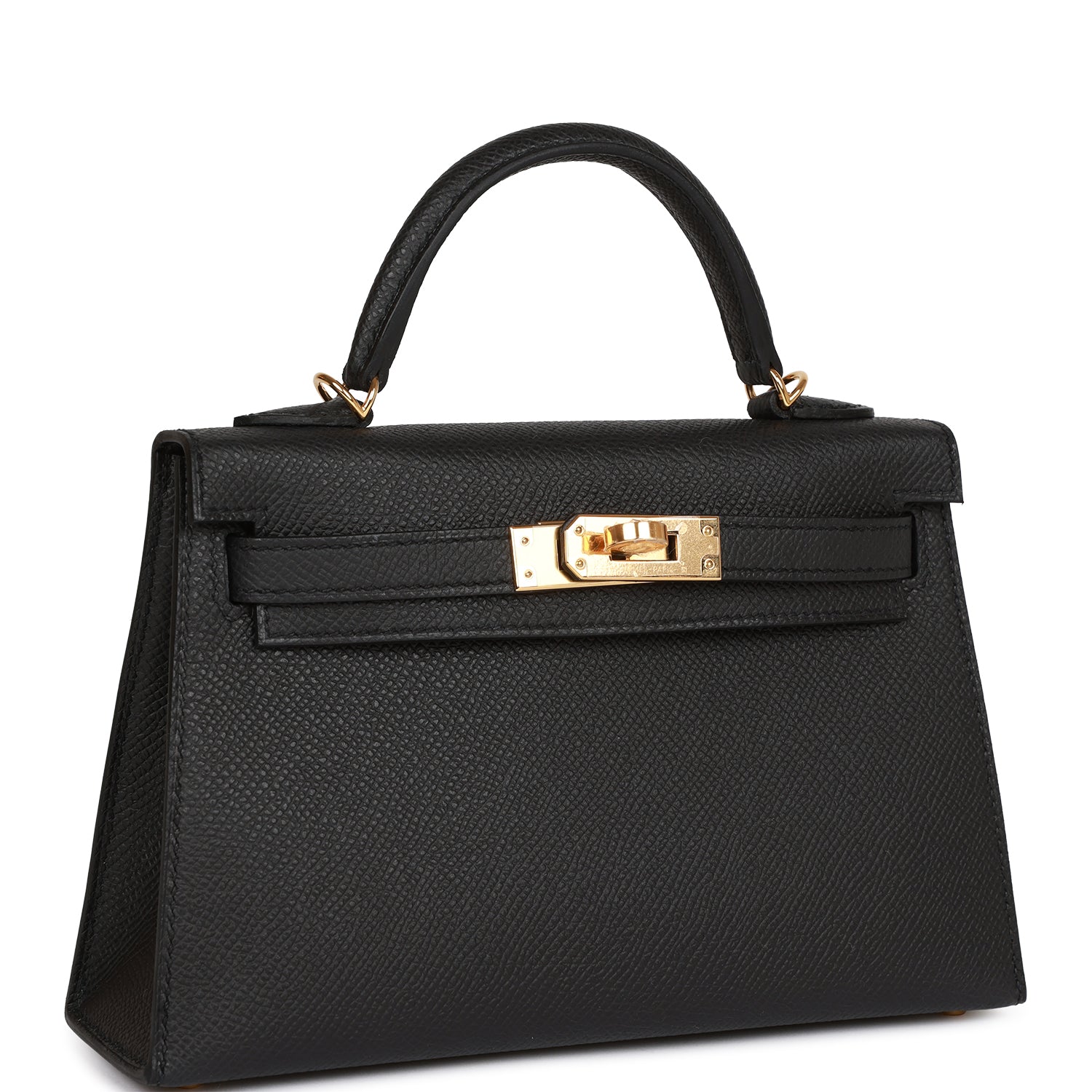 Hermes Kelly Sellier Epsom Hardware Deposit Handbag Black Gold Travel Bag