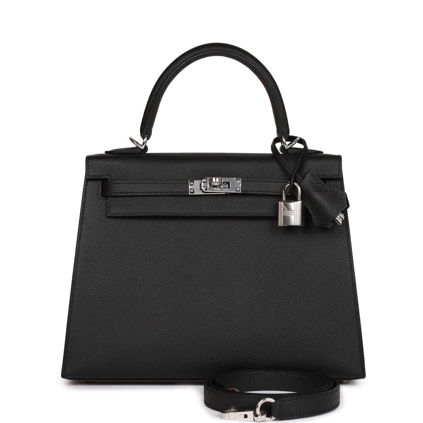 Hermes Kelly Sellier Epsom Palladium Hardware Handbag Black Travel Bag Hardware 6