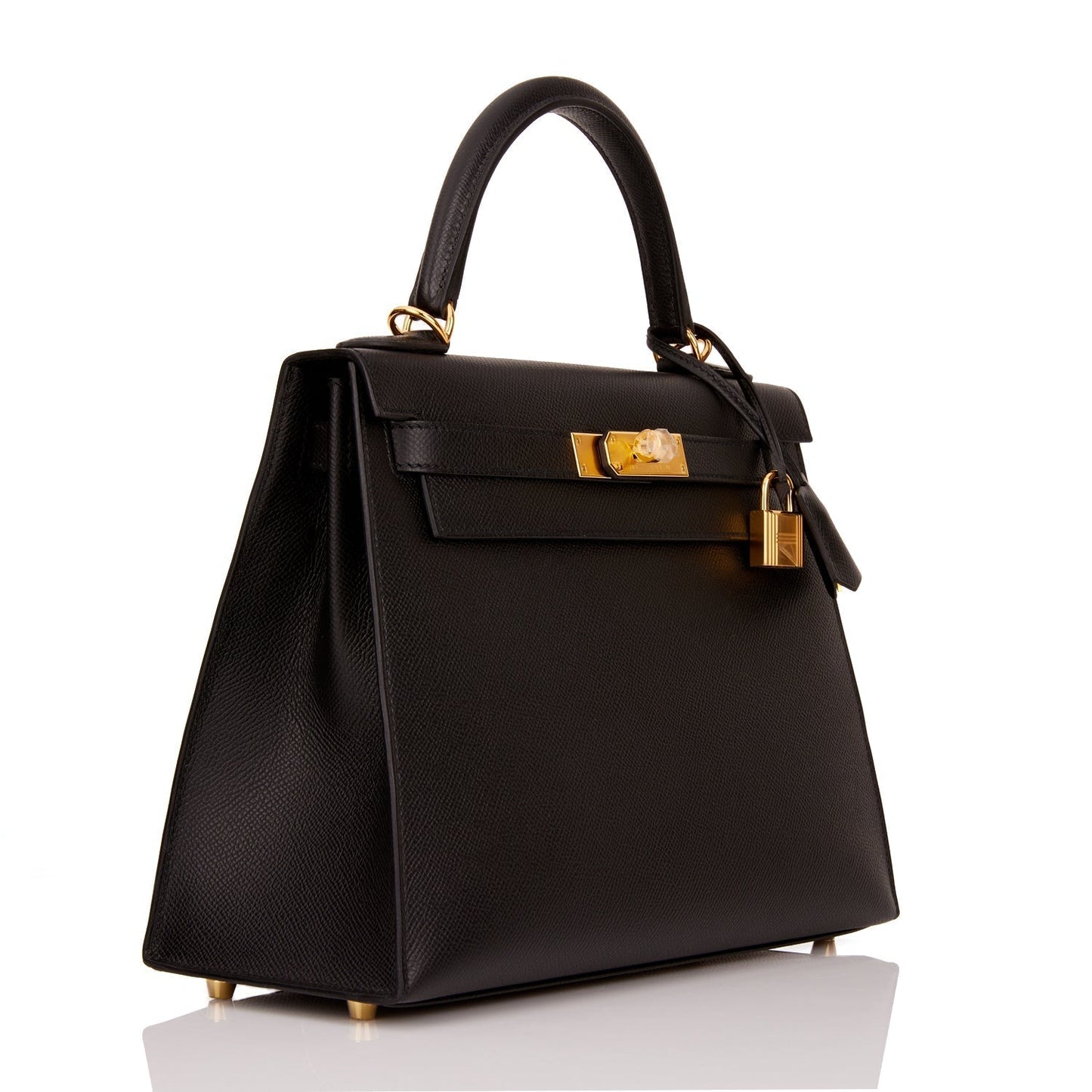Hermes Kelly Sellier Epsom Hardware Handbag Black Gold Travel Bag Hardware 6