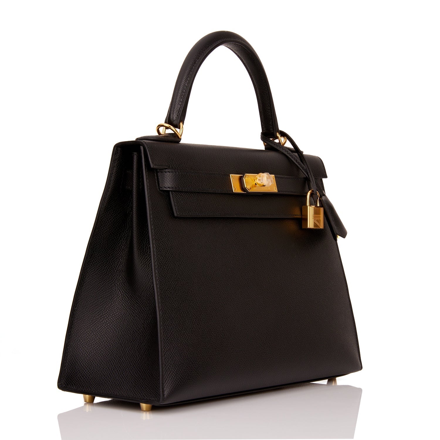 Hermes Kelly Sellier Epsom Hardware Handbag Black Gold Travel Bag Hardware 6