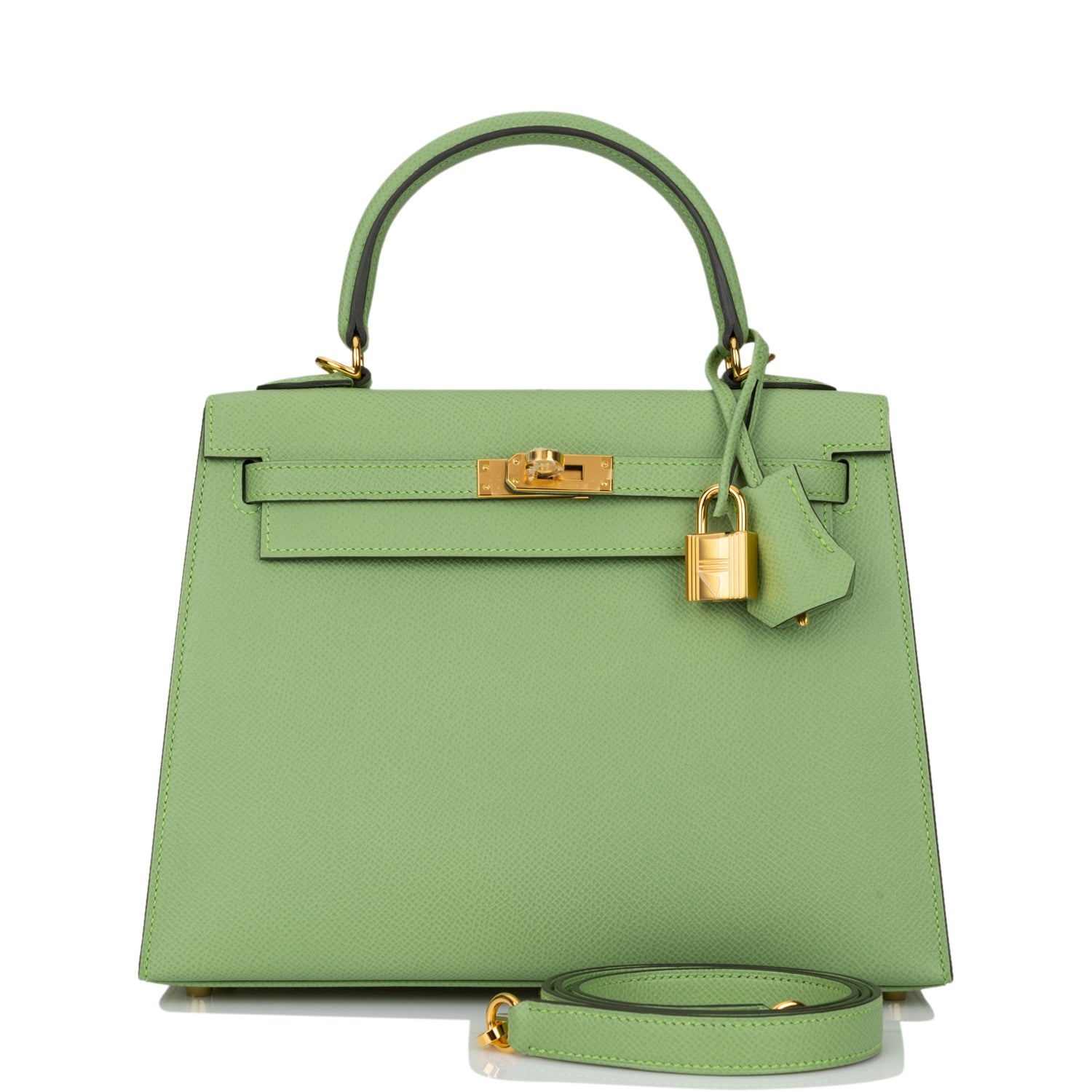Hermes Kelly Sellier Vert Criquet Epsom Hardware Handbag Gold Travel Bag Hardware 3