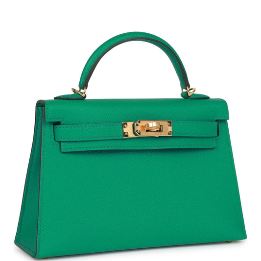 Hermes Kelly Vert Jade Epsom Sellier Hardware Handbag Gold Travel Bag