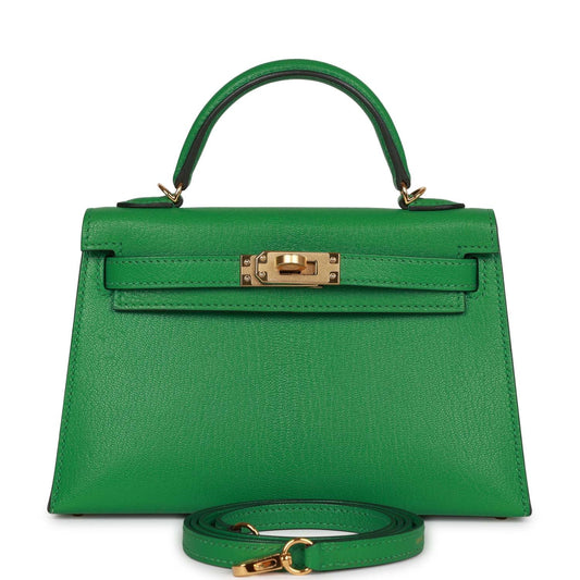 Hermes Kelly Sellier Bambou Chevre Hardware Handbag Gold Travel Bag