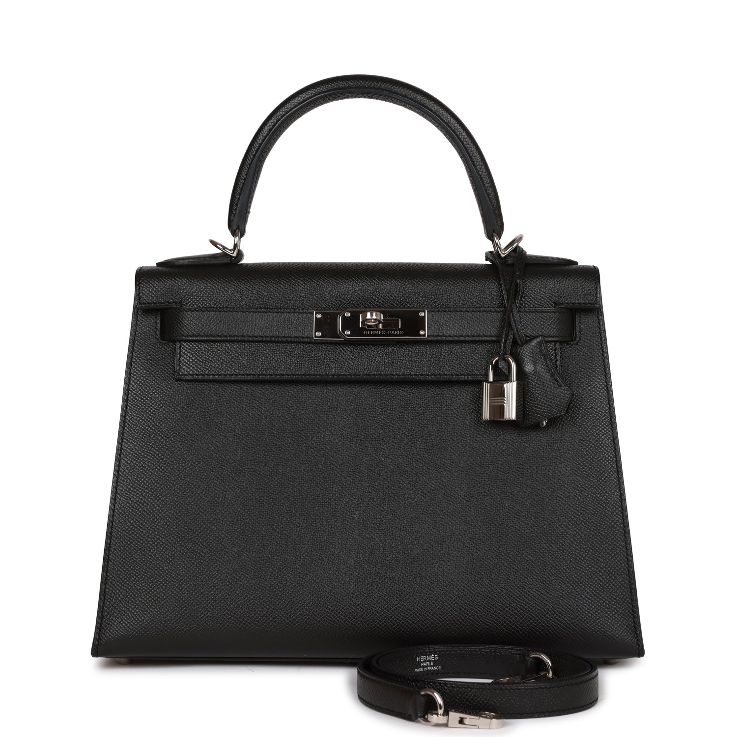 Hermes Kelly Sellier Epsom Palladium Hardware Handbag Black Travel Bag Hardware 4