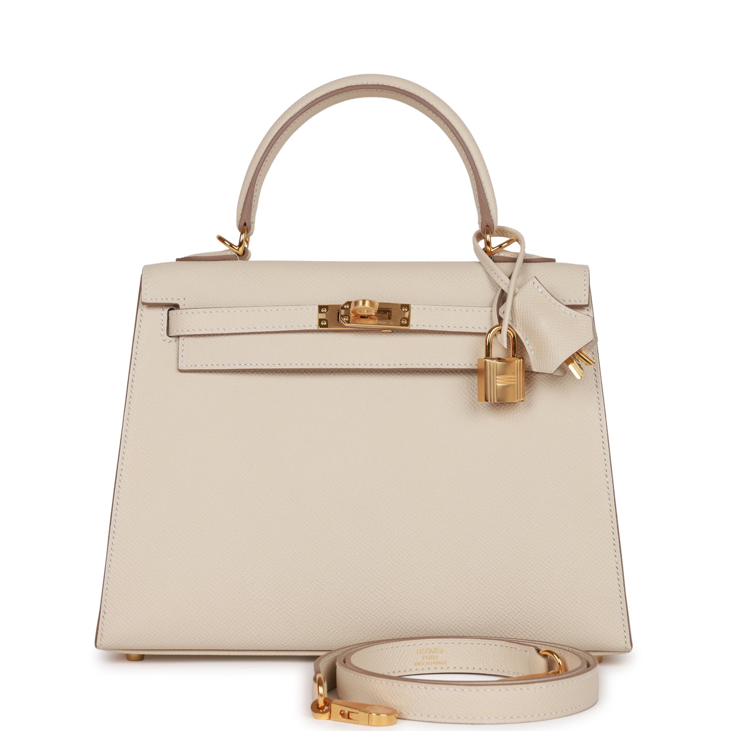 Hermes Kelly Sellier Craie Epsom Hardware Handbag Gold Travel Bag Hardware 4