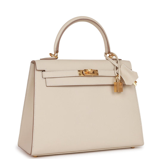 Hermes Kelly Sellier Craie Epsom Hardware Handbag Gold Travel Bag Hardware 4