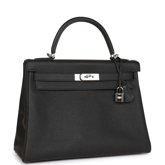 Hermes Kelly Retourne Togo Palladium Hardware Handbag Black Travel Bag Hardware 5