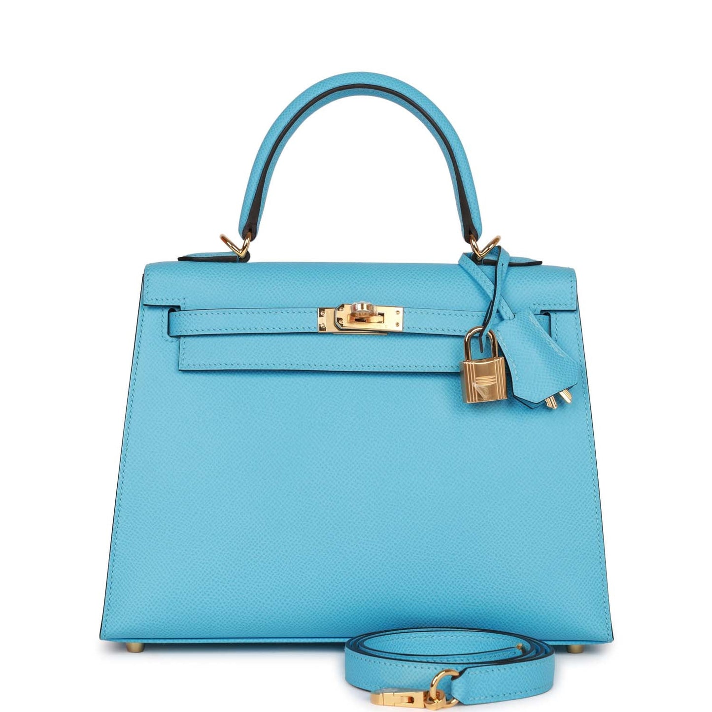 Hermes Kelly Sellier Celeste Epsom Hardware Handbag Gold Travel Bag