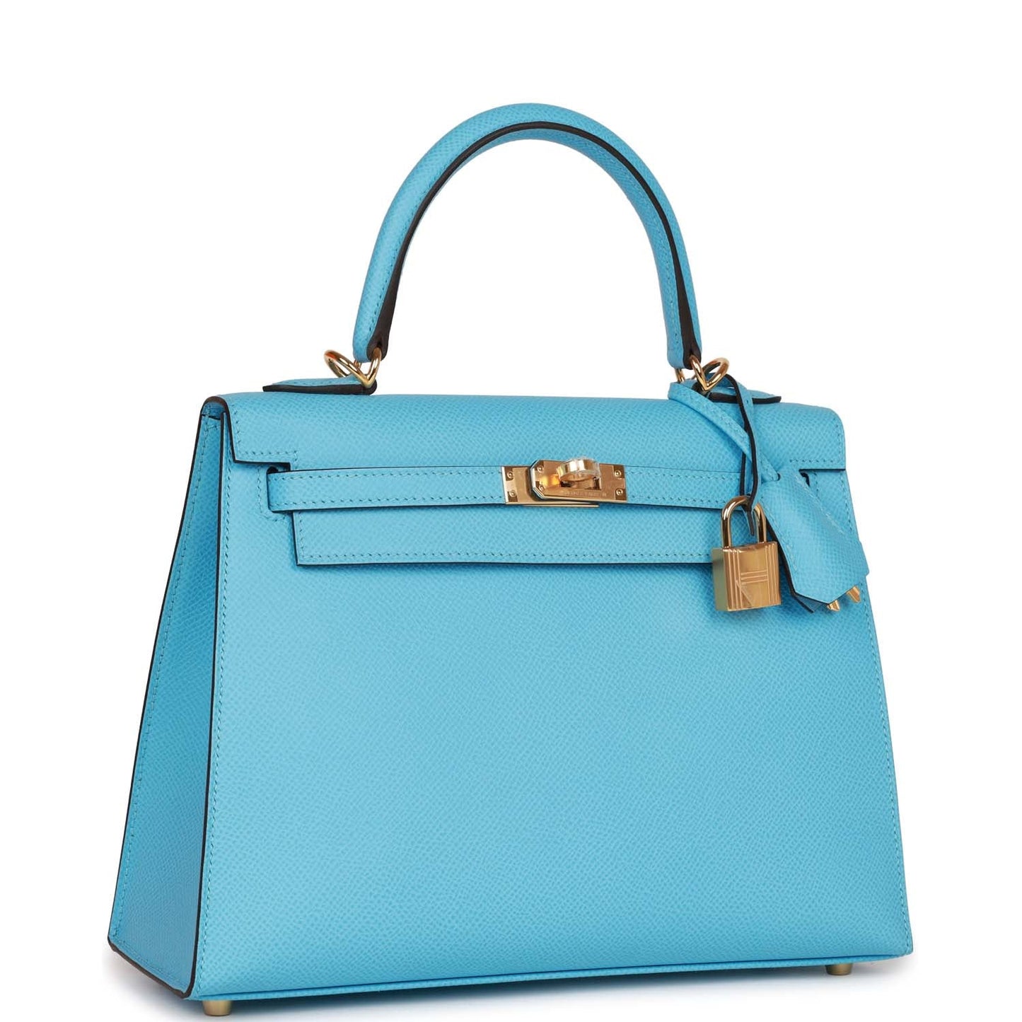 Hermes Kelly Sellier Celeste Epsom Hardware Handbag Gold Travel Bag