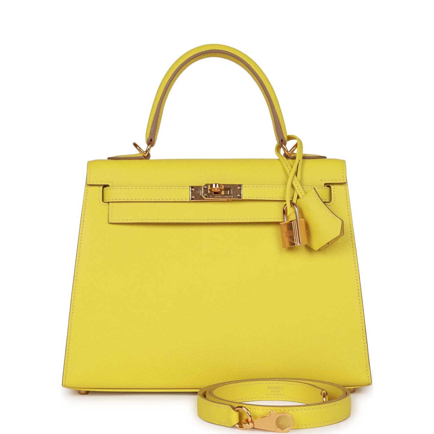 Hermes Kelly Lime Epsom Hardware Handbag Gold Travel Bag