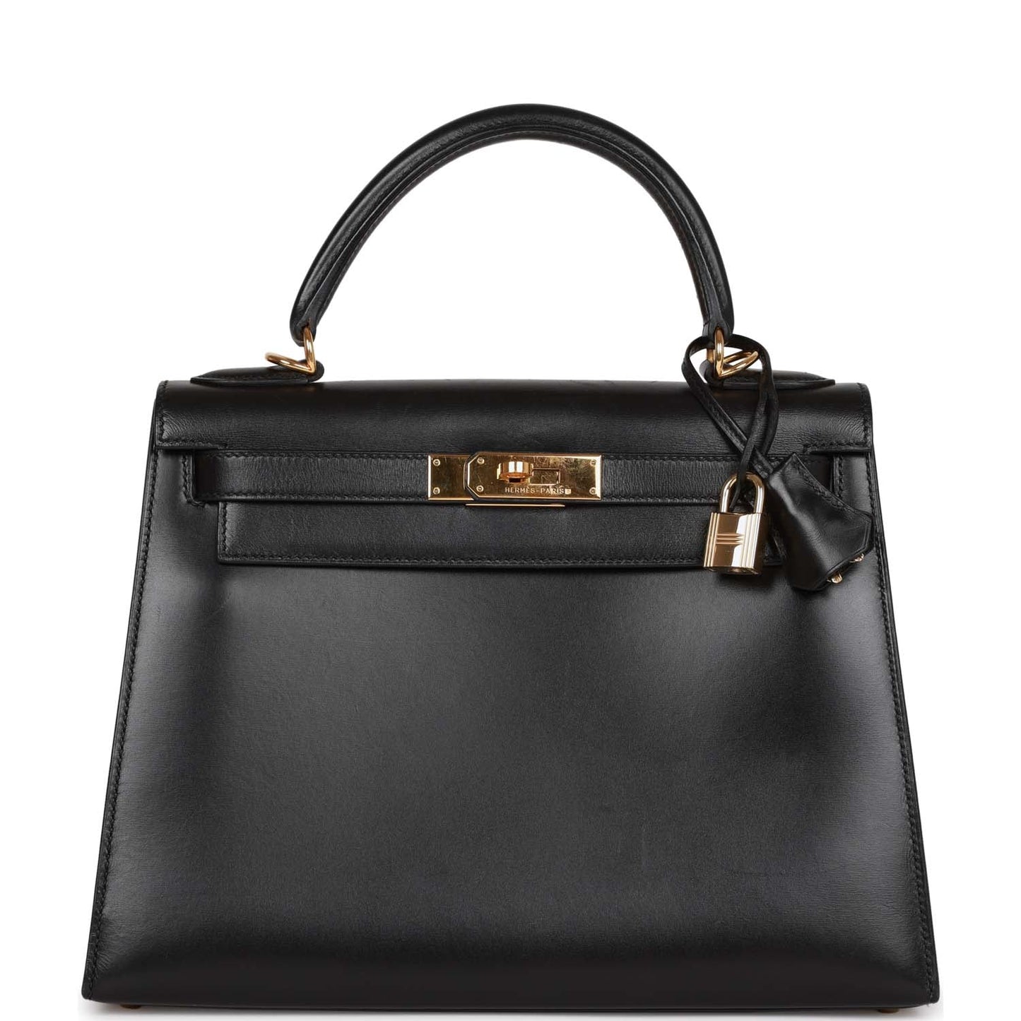 Hermes Kelly Sellier Box Hardware Handbag Black Gold Travel Bag 3