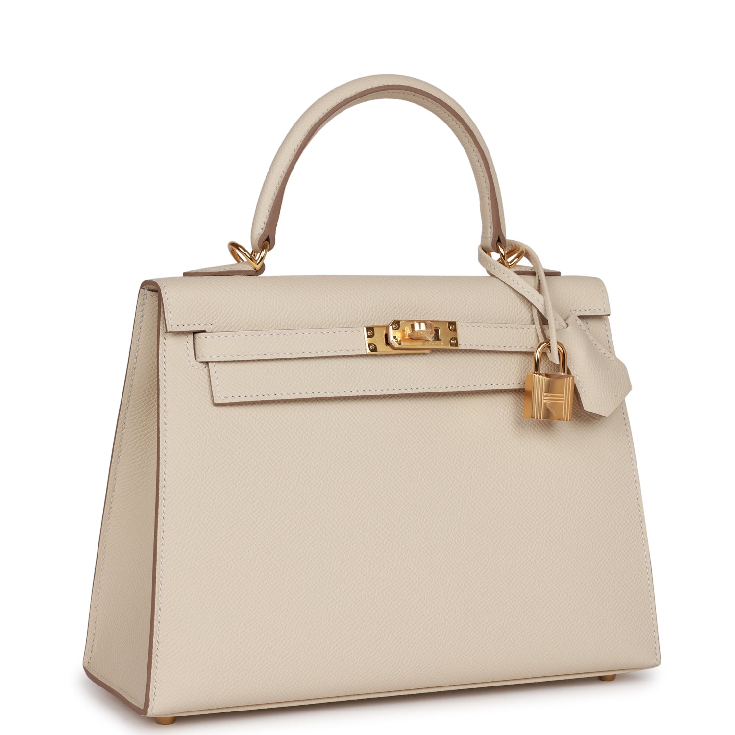 Hermes Kelly Sellier Craie Epsom Hardware Handbag Gold Travel Bag