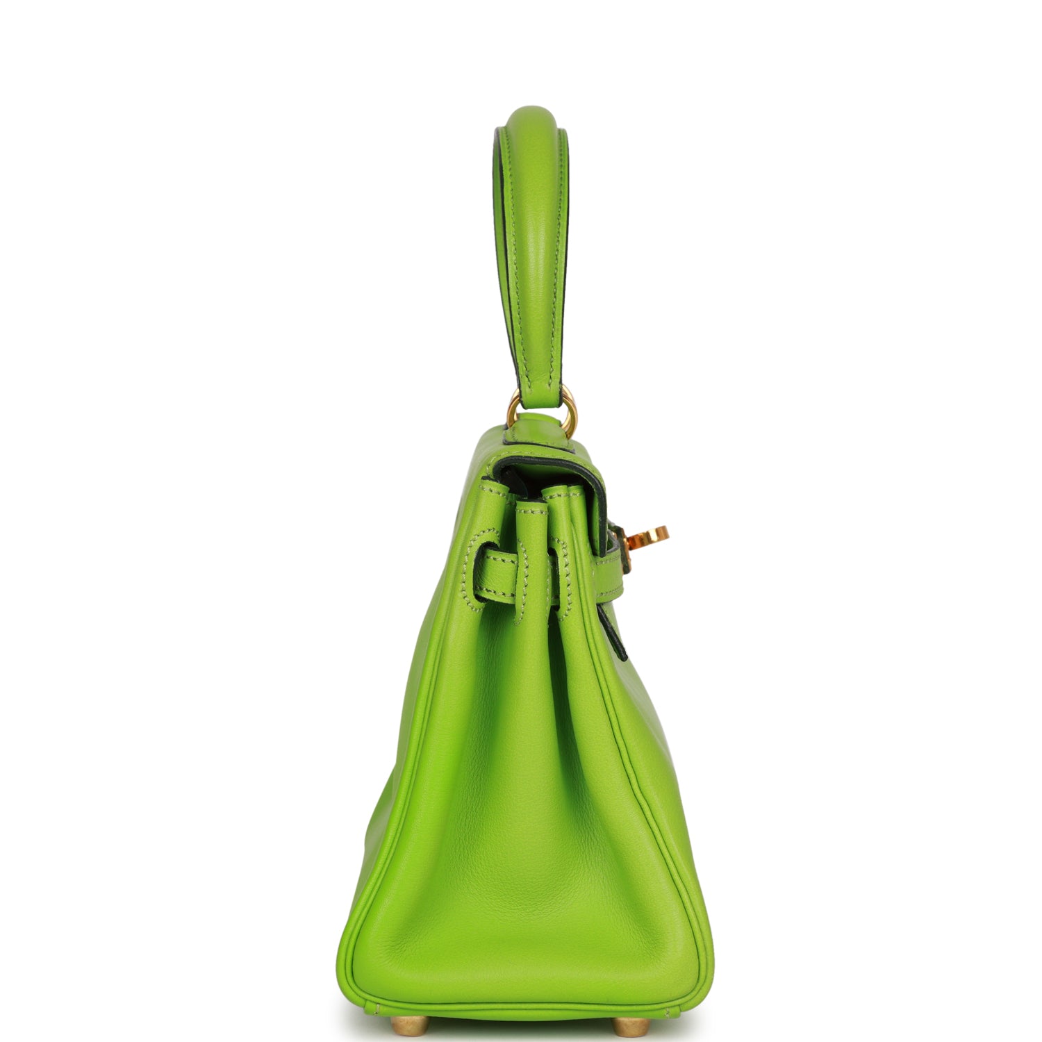 Hermes Luxury Kelly Retourne Vert Cru Gulliver Hardware Gold Travel Bag