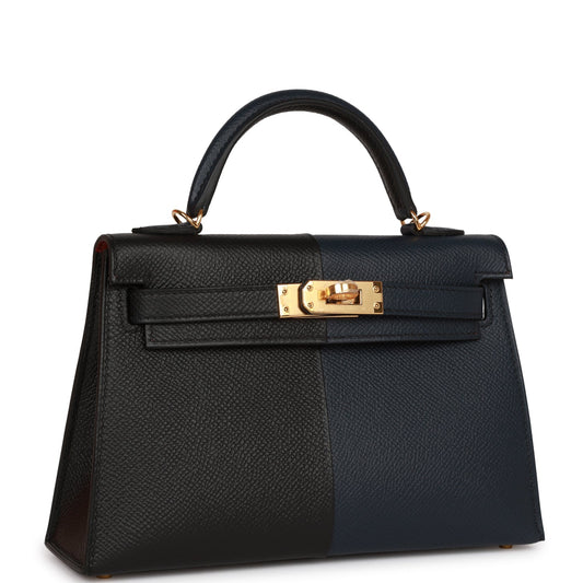 Hermes Kelly Sellier Bleu Indigo And Rouge Cas Black Gold Travel Bag