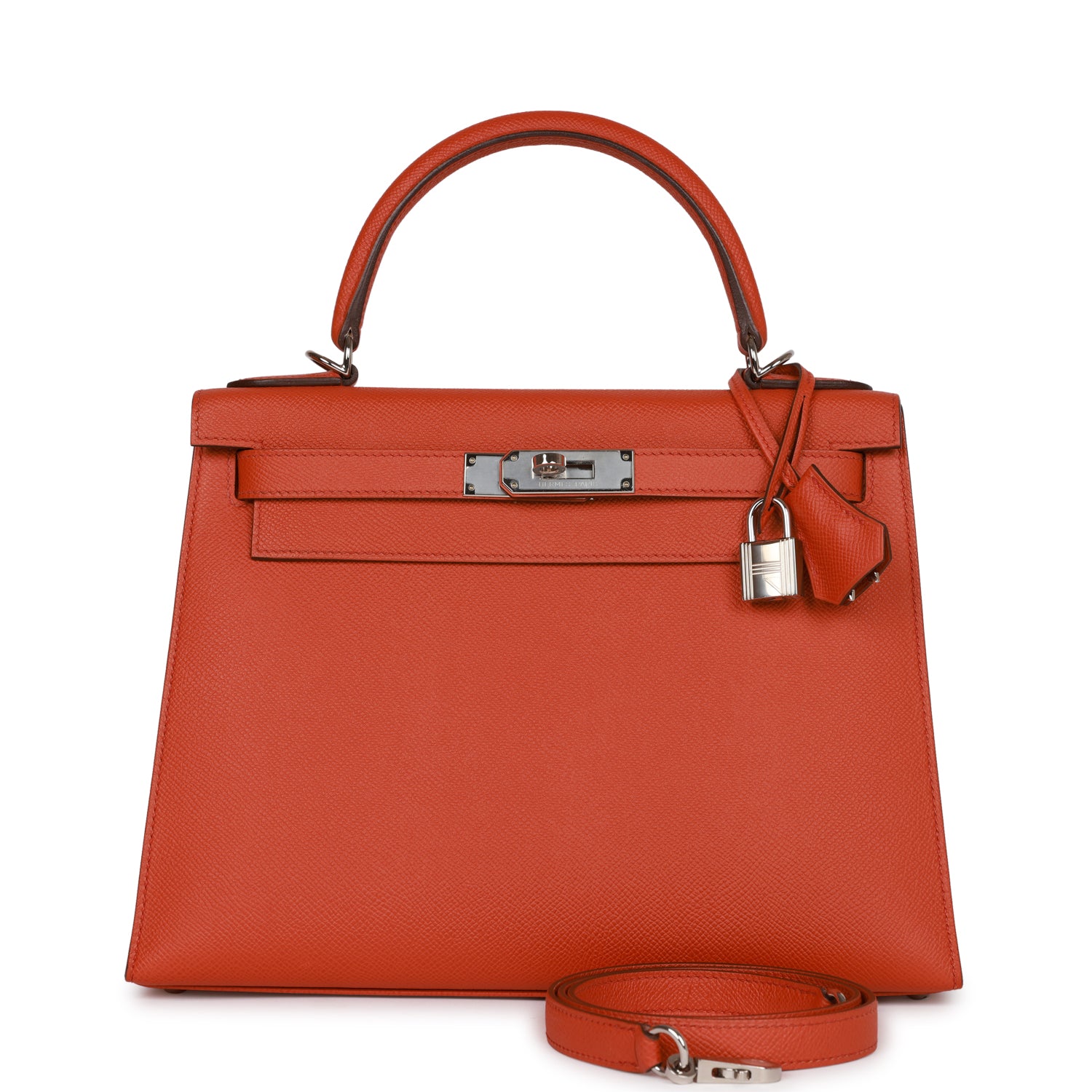 Hermes Kelly Sellier Terre Battue Epsom Palladium Hardware Handbag Travel Bag