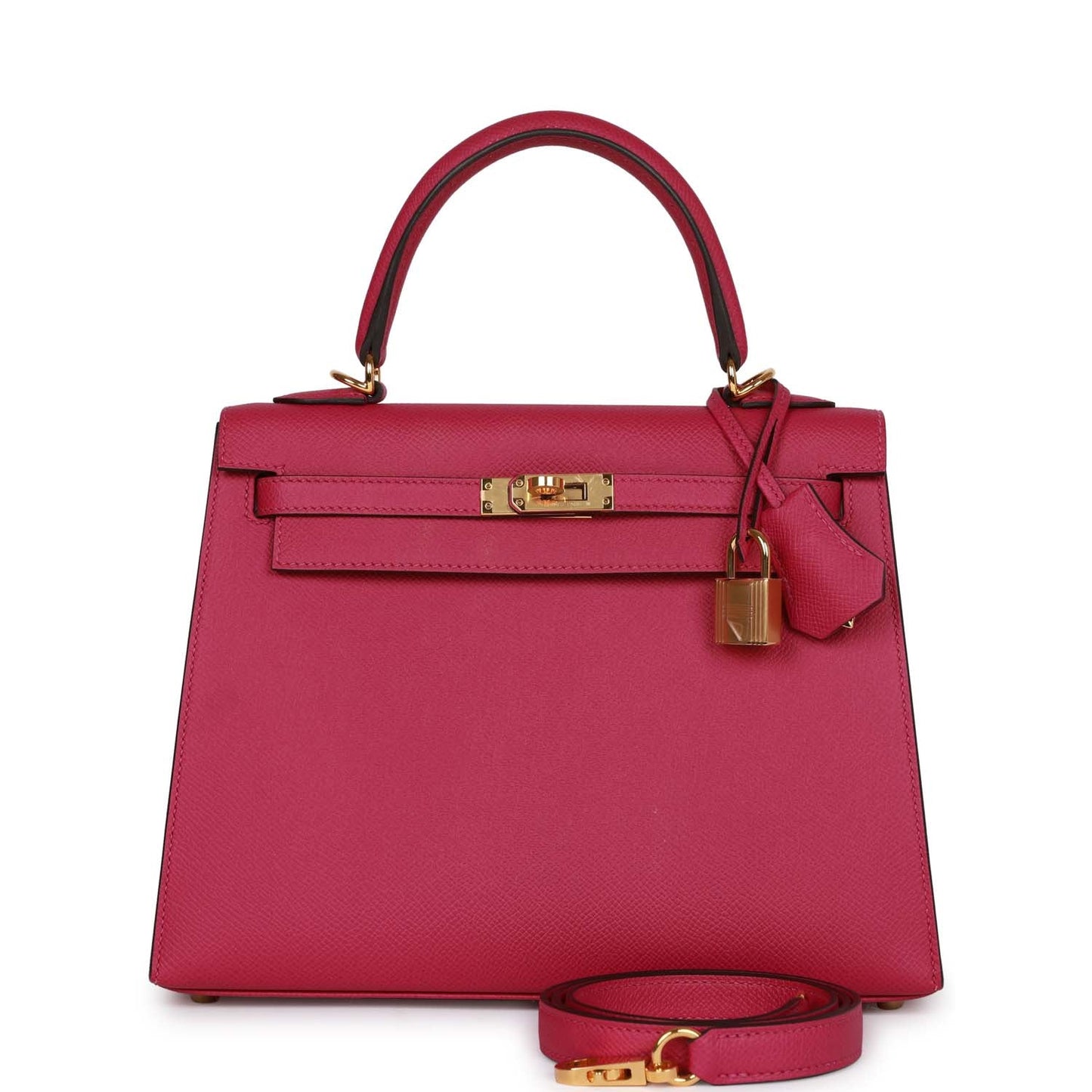 Hermes Kelly Sellier Rose Pourpre Epsom Hardware Handbag Gold Travel Bag