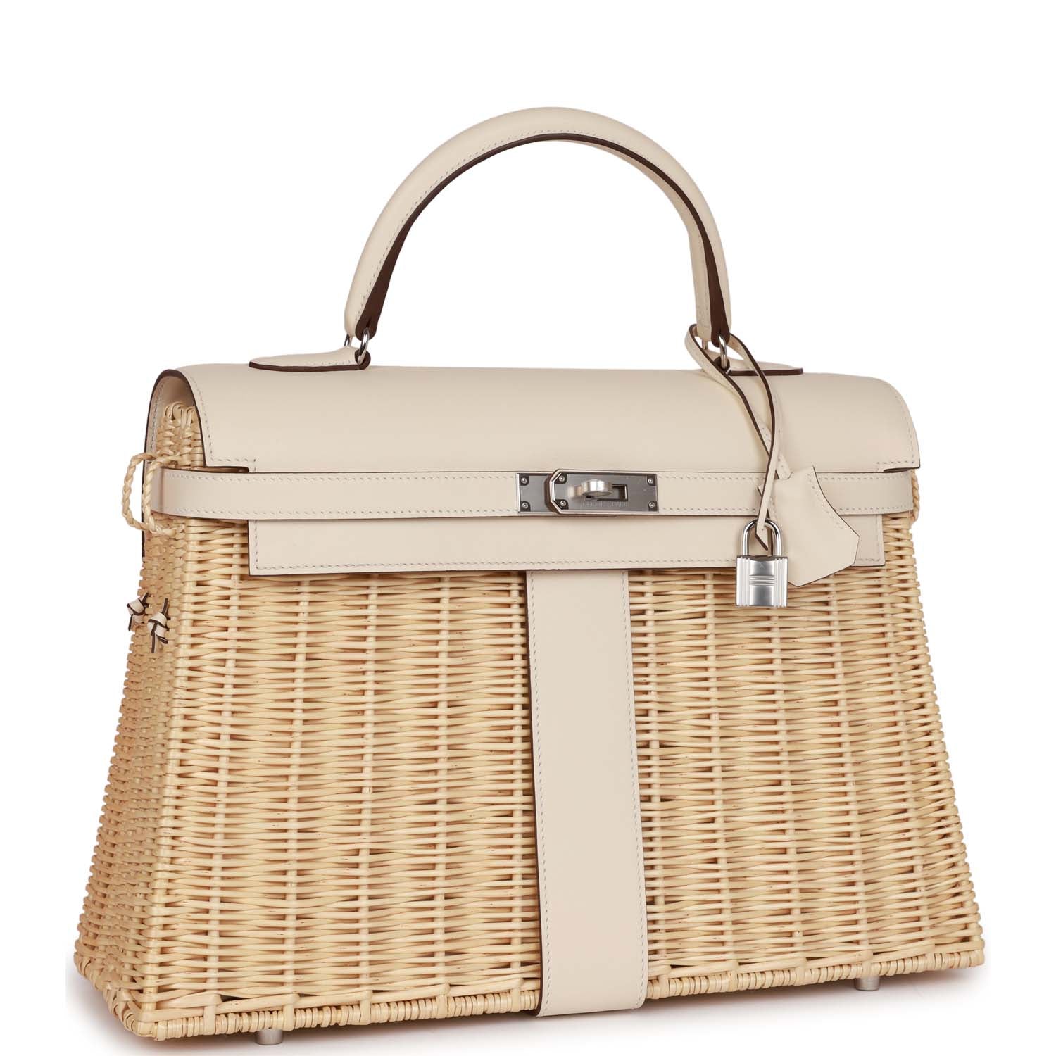 Hermes Picnic Kelly Nata Swift Palladium Hardware Handbag Travel Bag