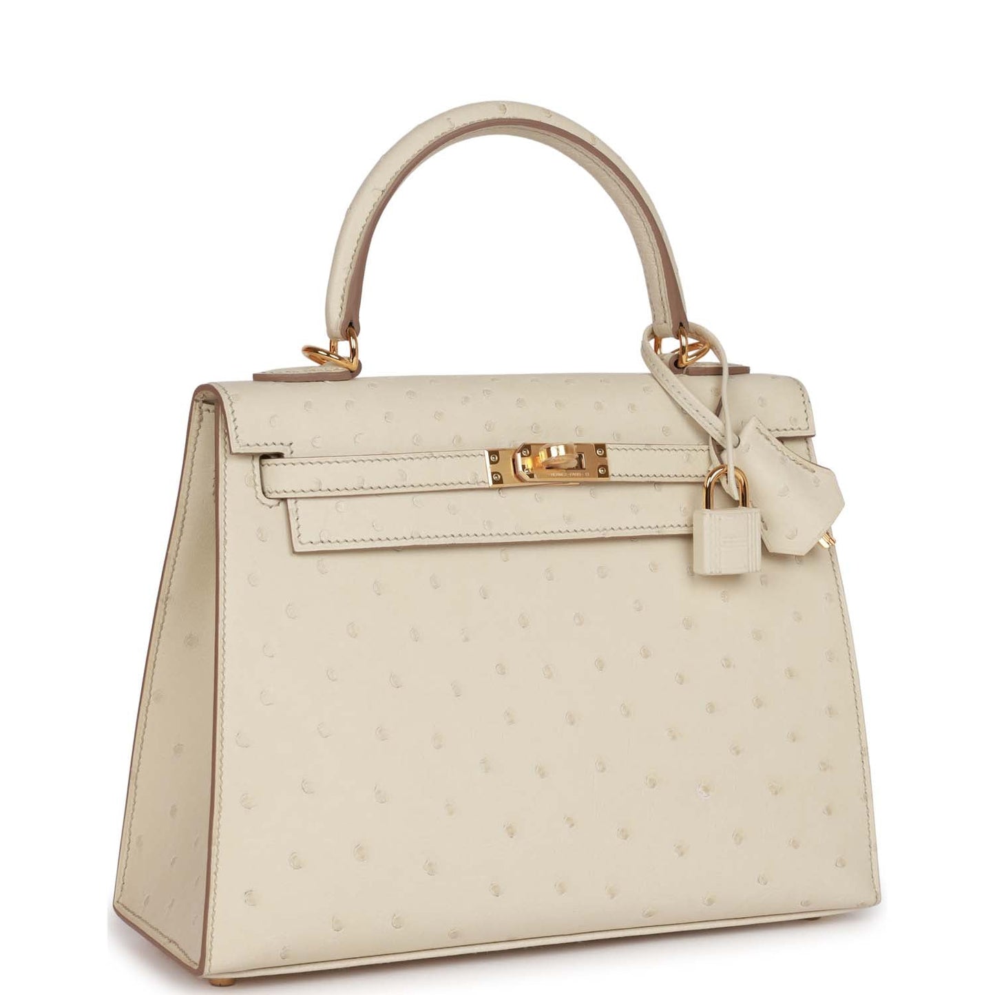 Hermes Kelly Sellier Beton Ostrich Hardware Handbag Gold Travel Bag