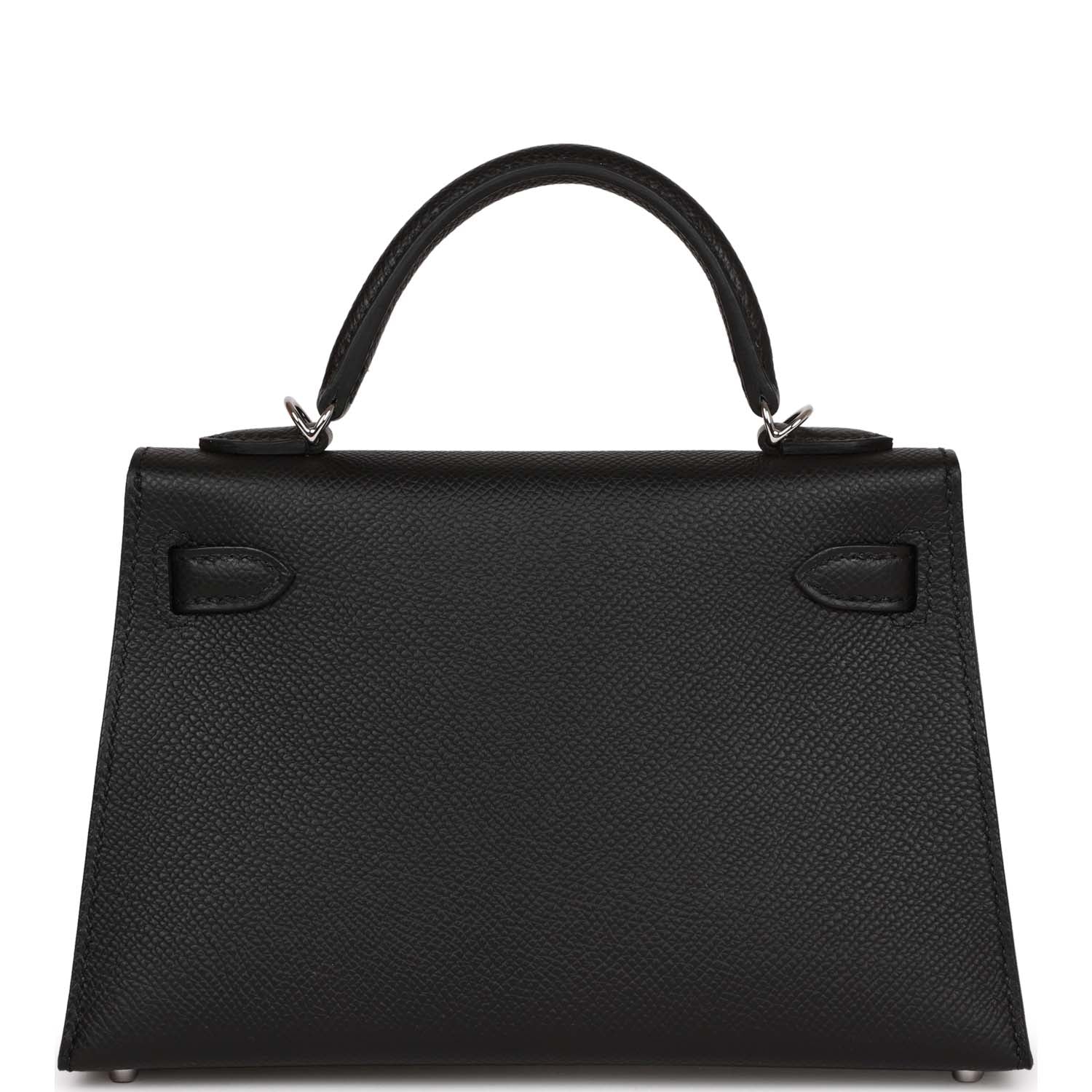 Hermes Kelly Sellier Epsom Palladium Hardware Handbag Black Travel Bag Palladium Hardware 4