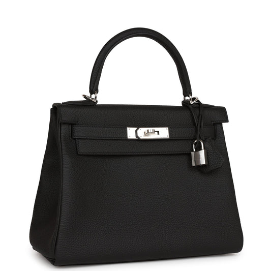 Hermes Kelly Retourne Togo Palladium Hardware Shoulder Bag Black