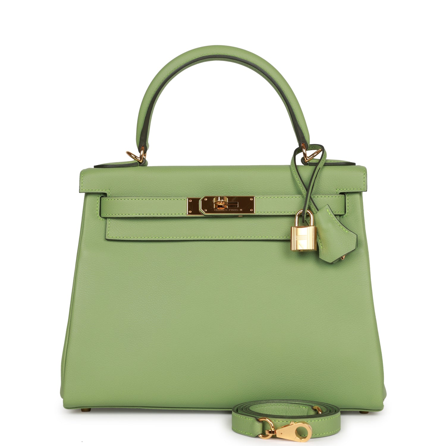 Hermes Kelly Retourne Vert Criquet Evercolor Hardware Handbag Gold Travel Bag