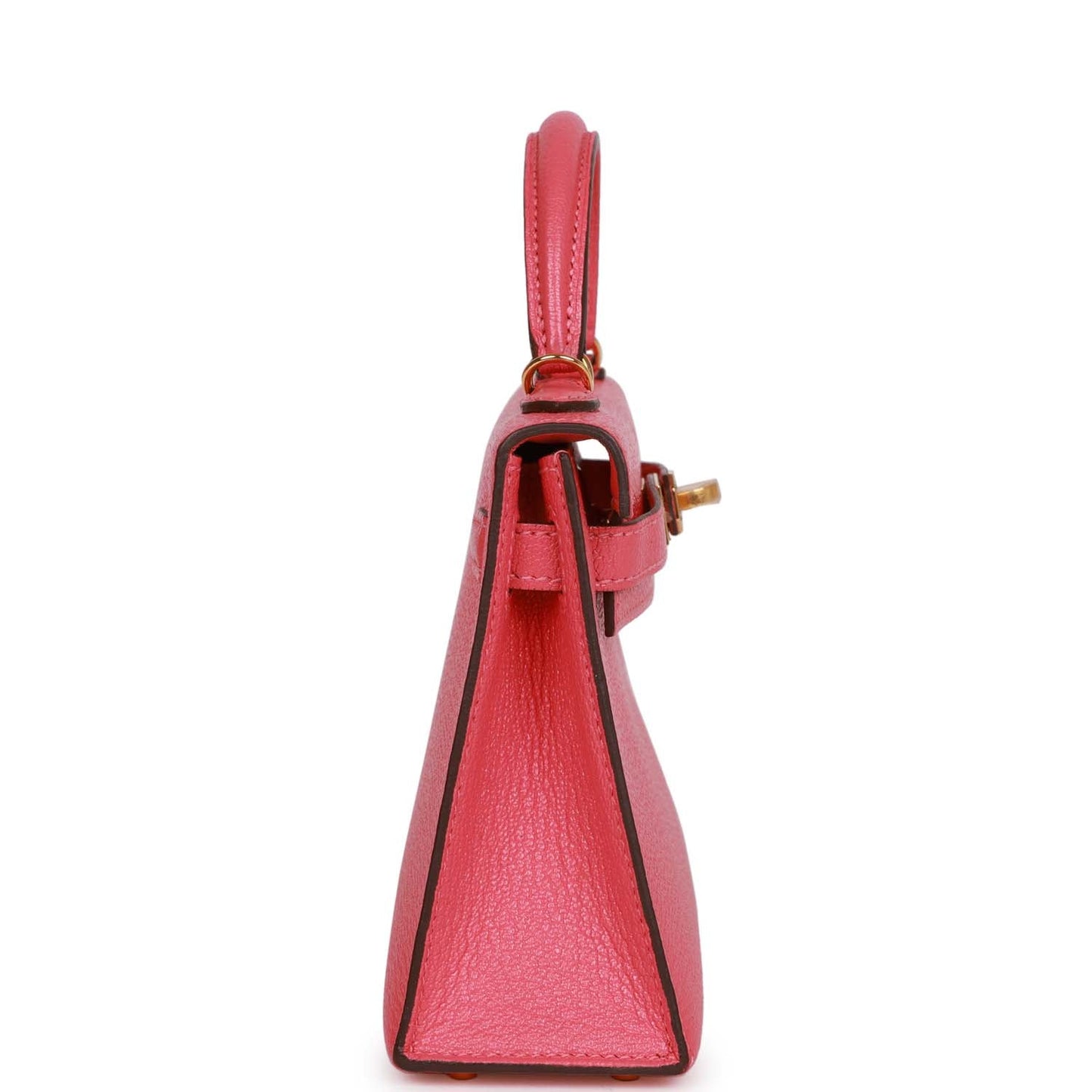Hermes Kelly Sellier Rose Lipstick Chèvre Hardware Handbag Gold Travel Bag