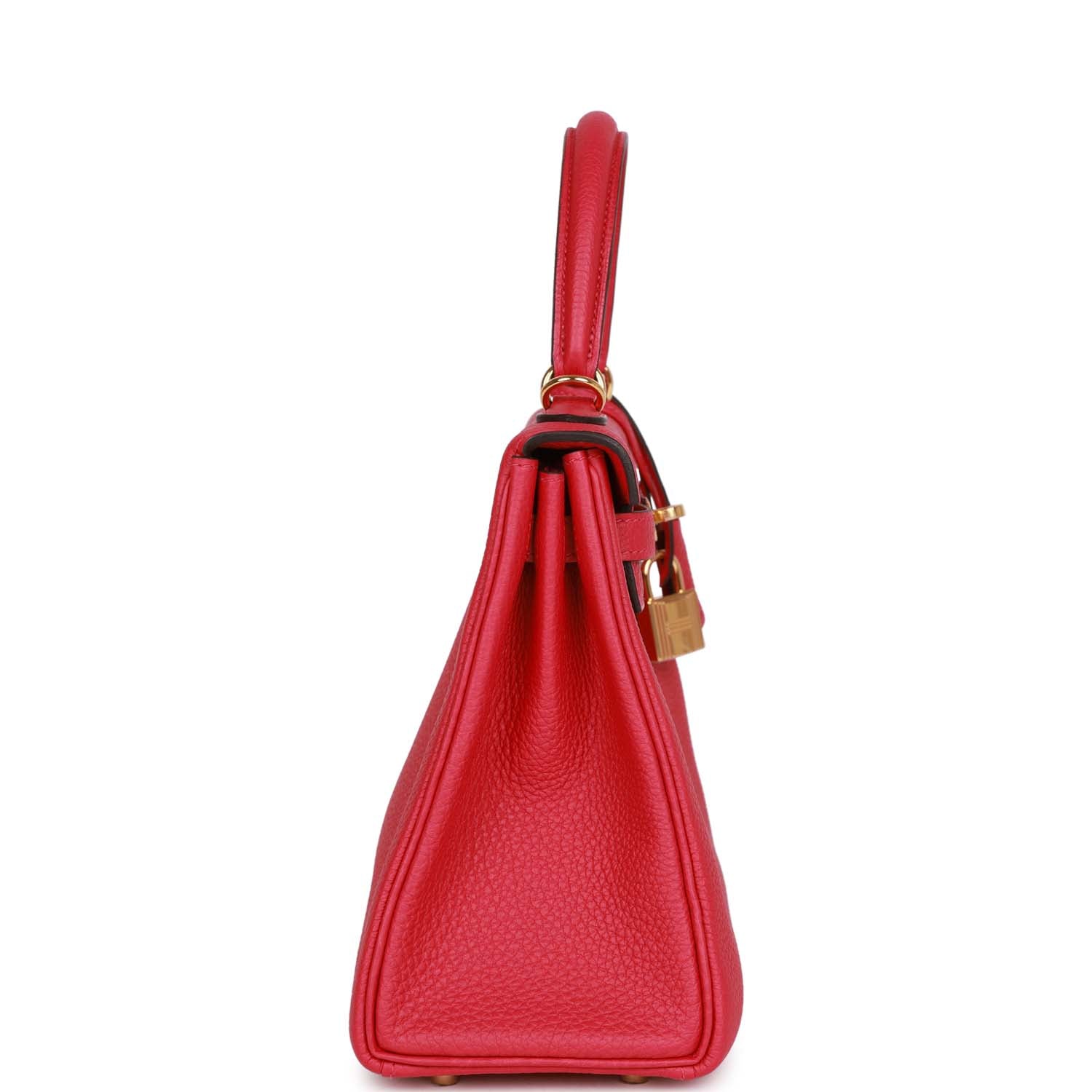 Hermes Kelly Retourne Framboise Togo Hardware Handbag Gold Travel Bag