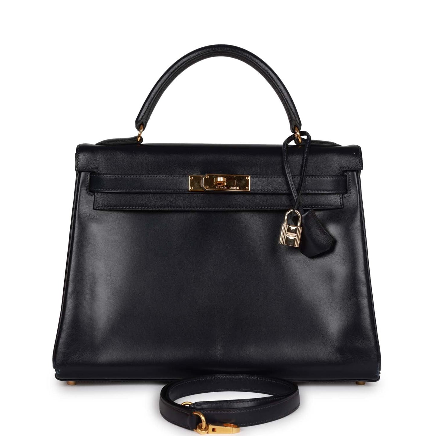 Hermes Kelly Retourne Navy Box Hardware Handbag Gold Travel Bag