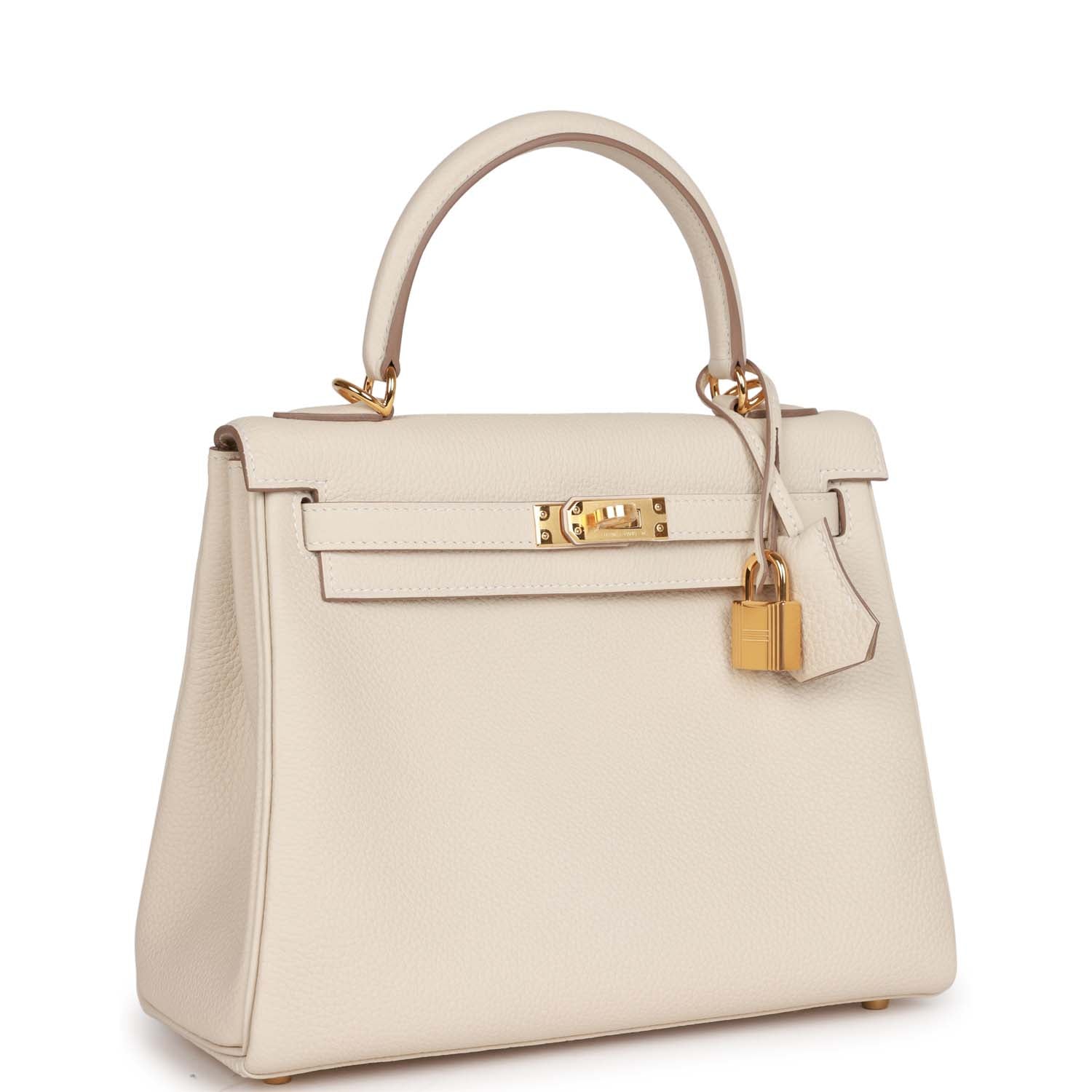 Hermes Kelly Retourne Craie Togo Hardware Handbag Gold Travel Bag