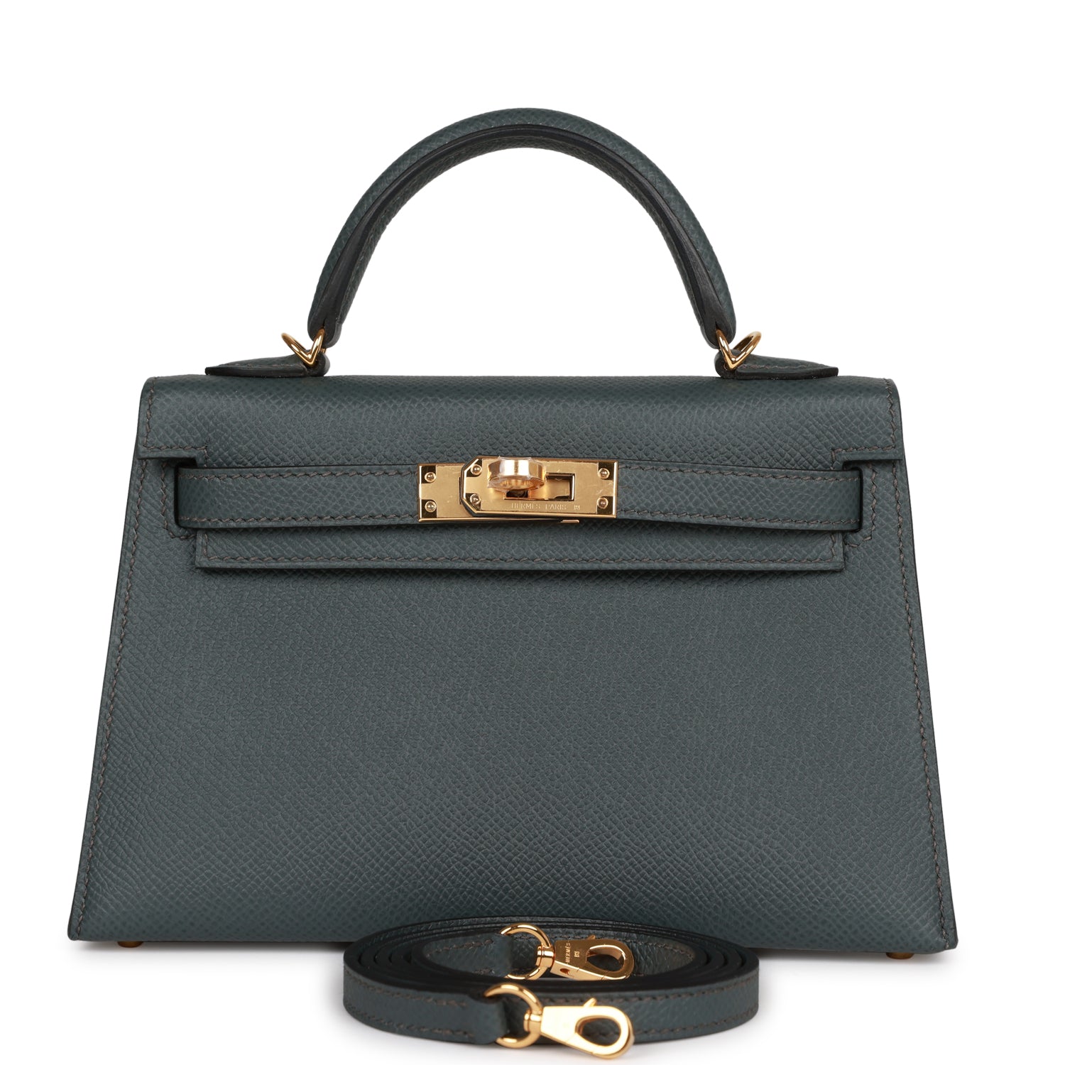 Hermes Kelly Sellier Bleu Orage Epsom Hardware Handbag Gold Travel Bag
