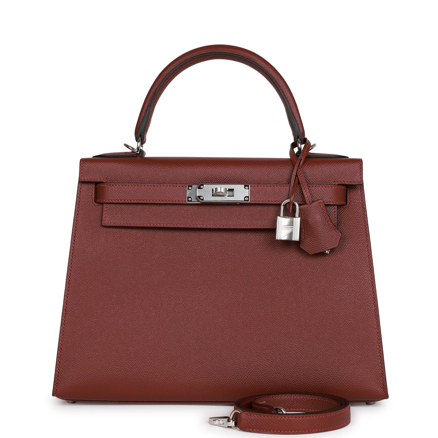 Hermes Kelly Sellier Rouge Epsom Palladium Hardware Handbag Travel Bag