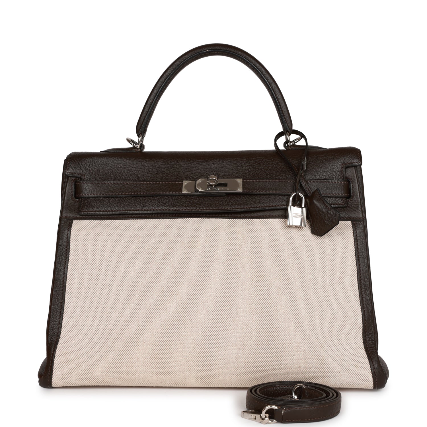 Hermes Kelly Retourne Ebene Clemence And Toile Palladium Travel Bag 3