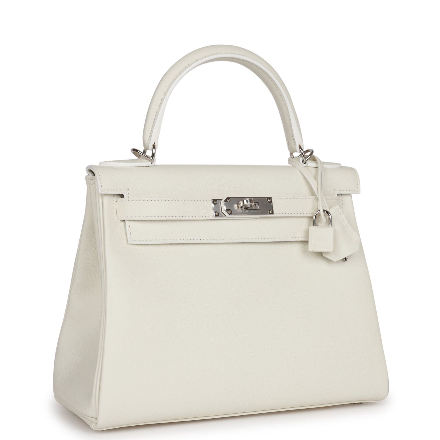 Hermes Kelly Retourne Evercolor Palladium Hardware Handbag White Travel Bag