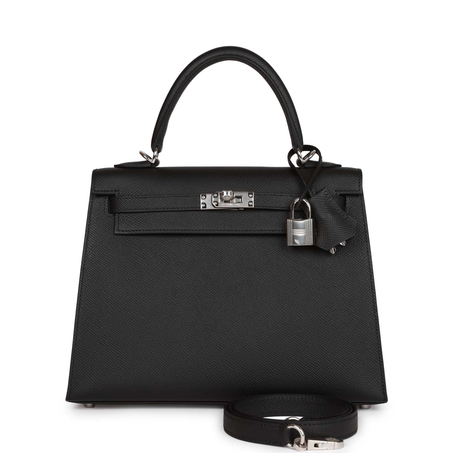 Hermes Kelly Sellier Epsom Palladium Hardware Handbag Black Travel Bag Hardware 9