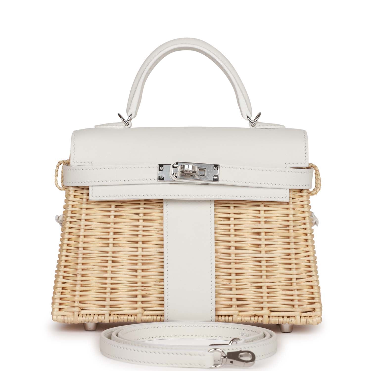 Hermes Picnic Kelly Swift Palladium Hardware Handbag White Mini Travel Bag