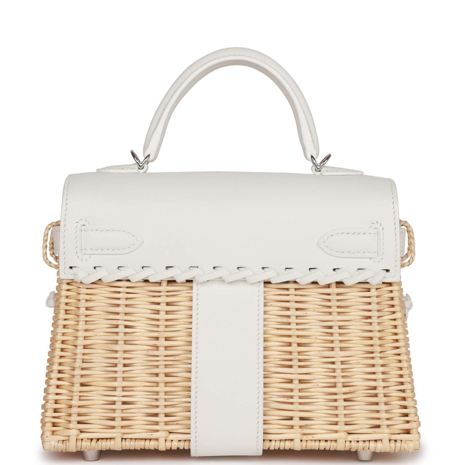 Hermes Picnic Kelly Swift Palladium Hardware Handbag White Mini Travel Bag