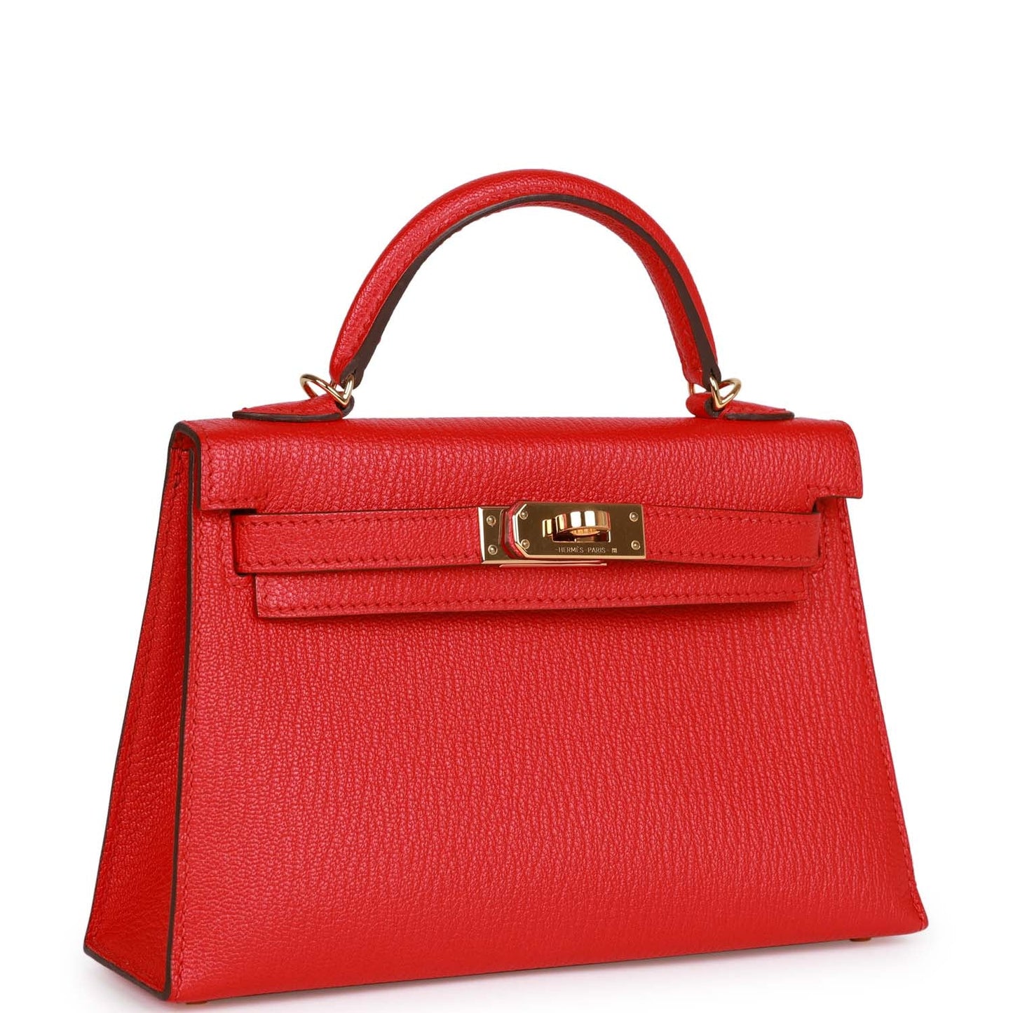 Hermes Kelly Rouge De Coeur Chevre Mysore Hardware Handbag Gold Travel Bag