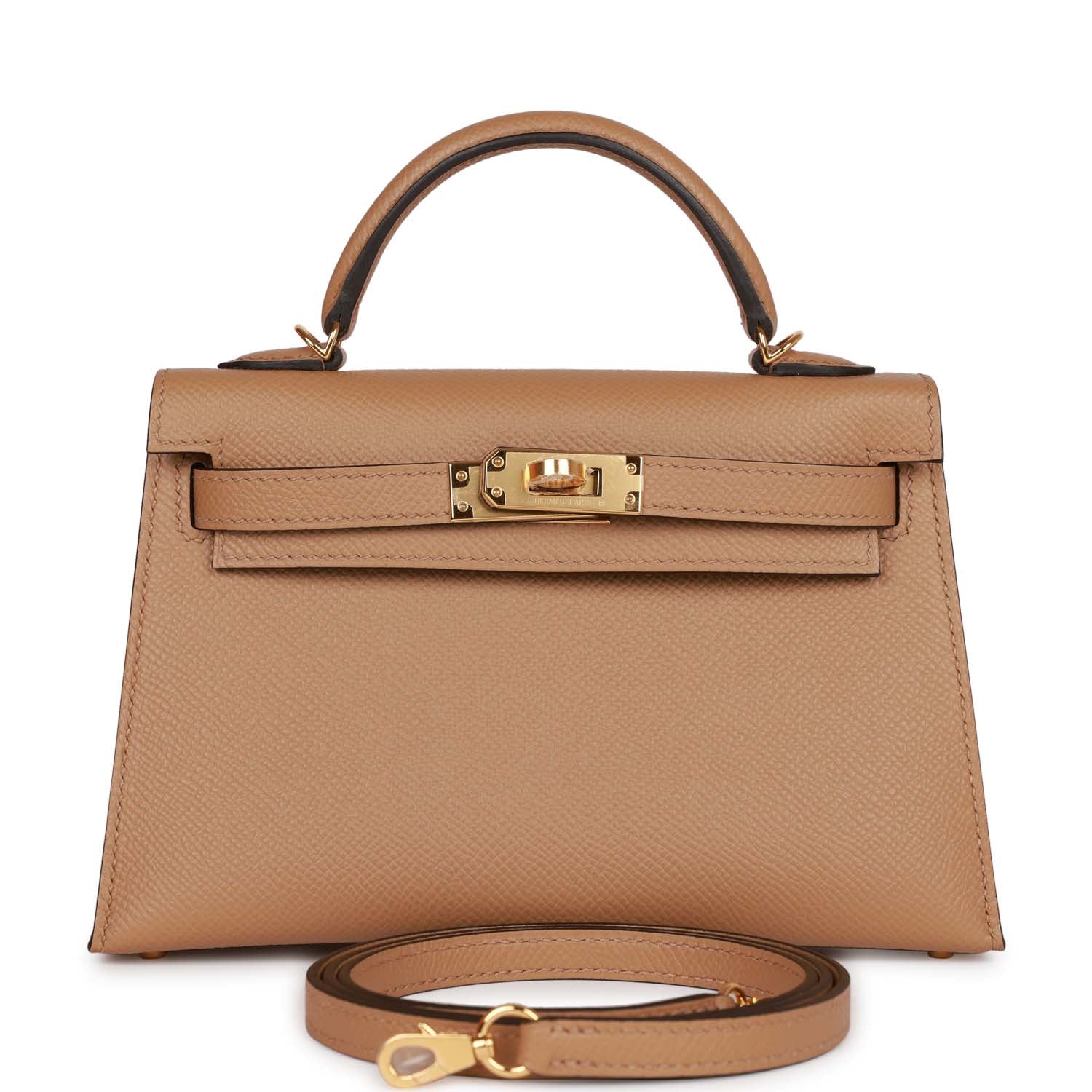 Hermes Kelly Sellier Chai Epsom Hardware Payment Handbag Gold Travel Bag
