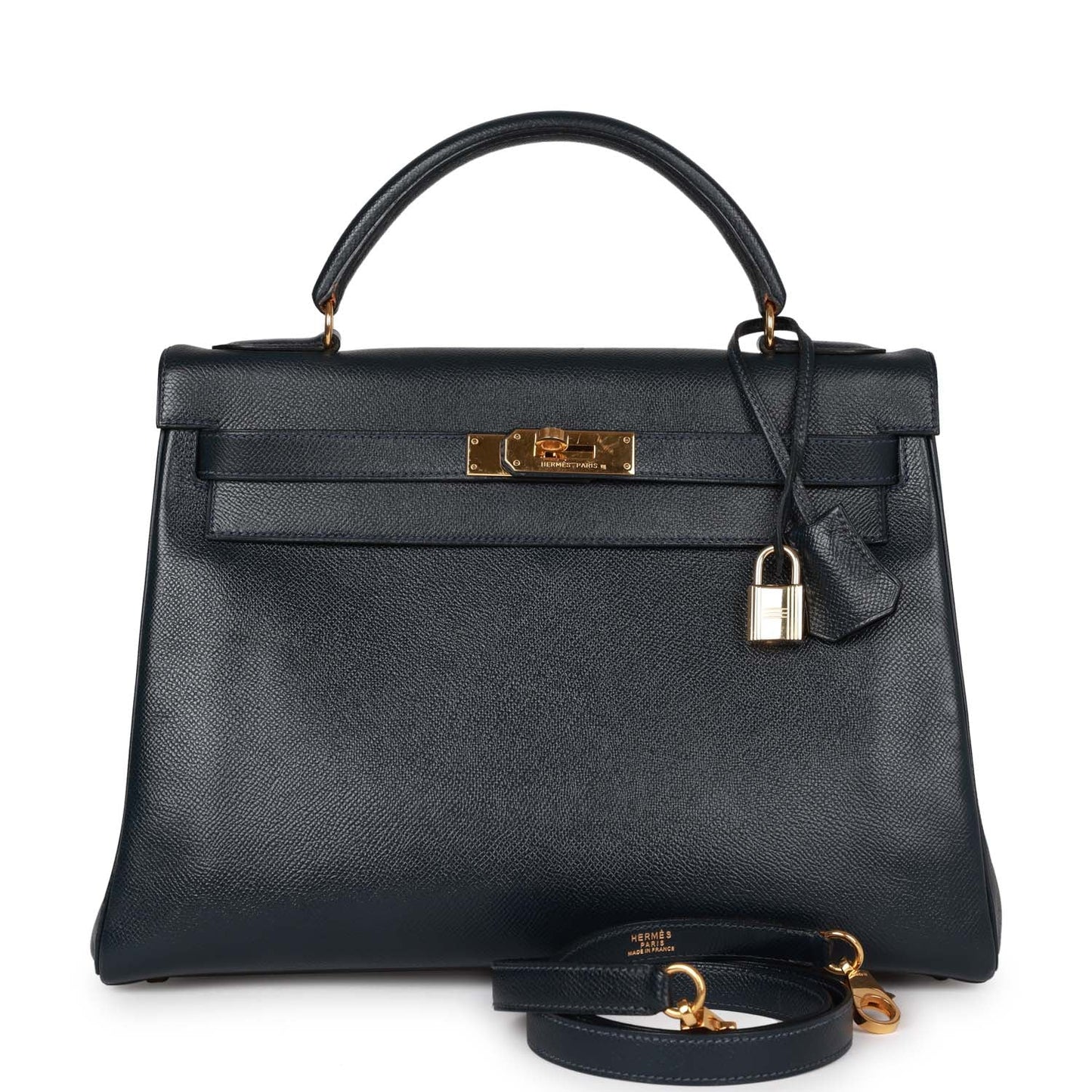 Hermes Kelly Retourne Bleu Marine Courchevel Hardware Handbag Gold Travel Bag