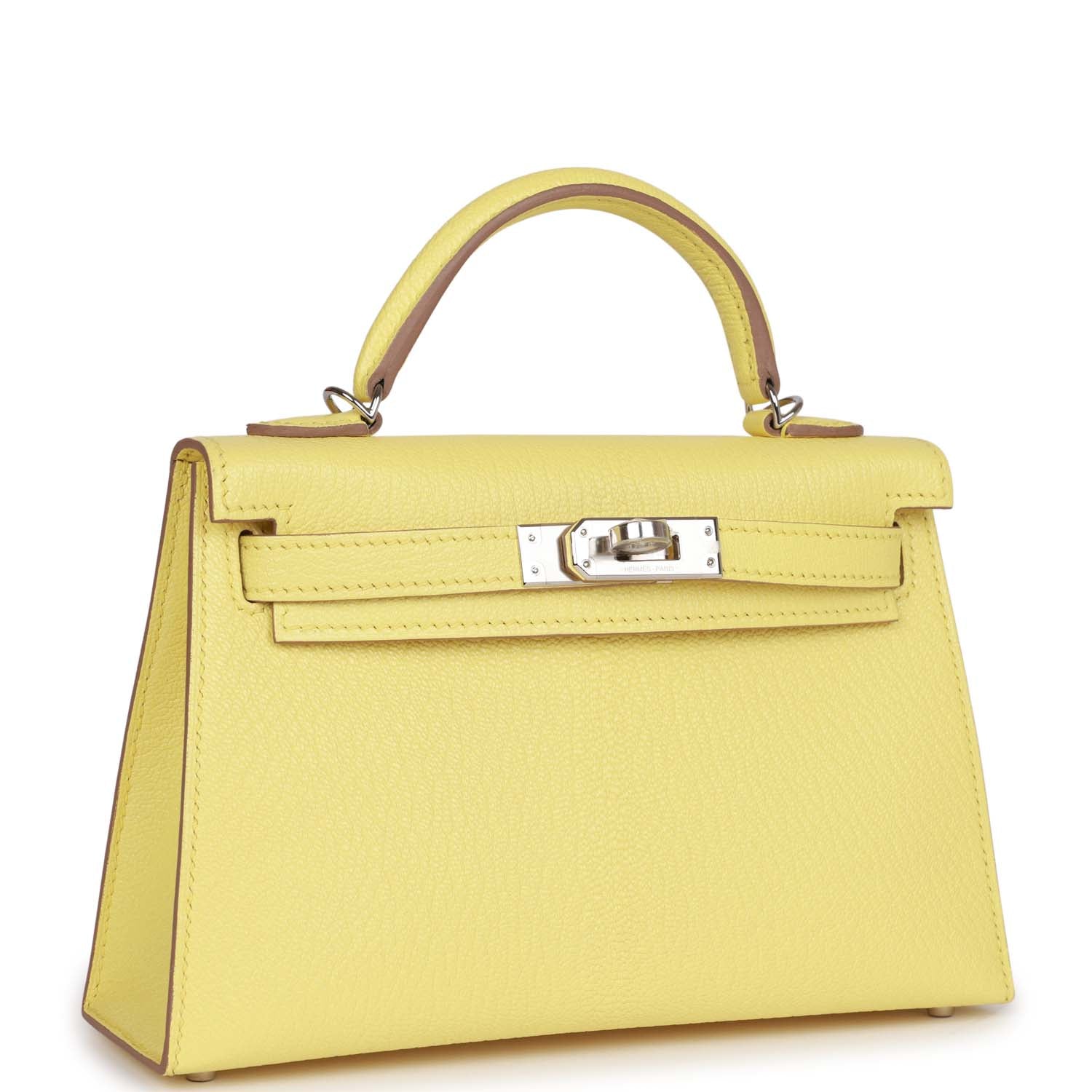 Hermes Kelly Sellier Limoncello Chevre Palladium Hardware Handbag Travel Bag
