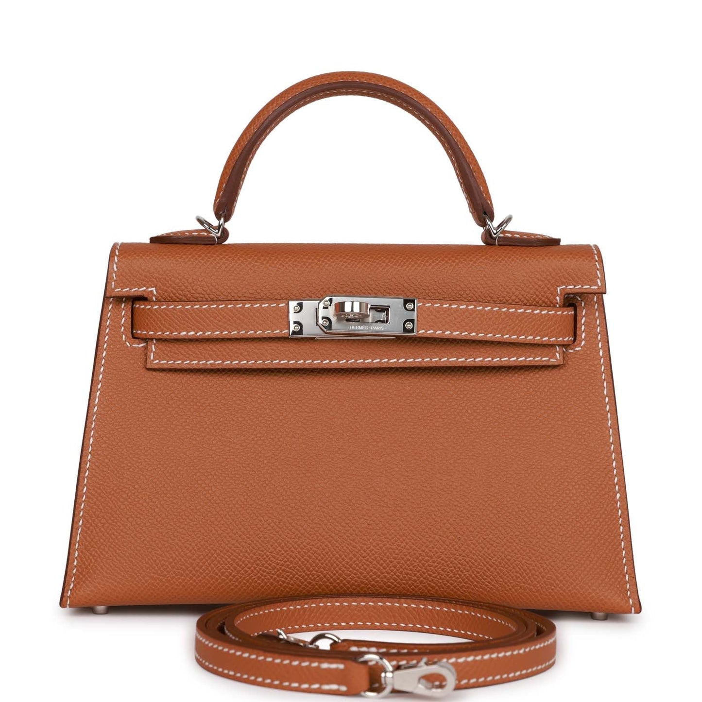Hermes Kelly Sellier Epsom Palladium Hardware Handbag Gold Travel Bag