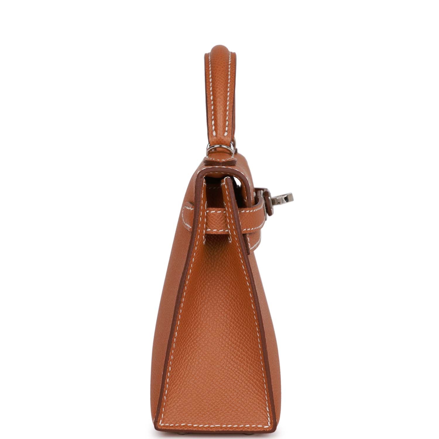 Hermes Kelly Sellier Epsom Palladium Hardware Handbag Gold Travel Bag